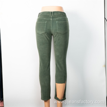 Wholesale Custom Ladies Straight Green Jeans